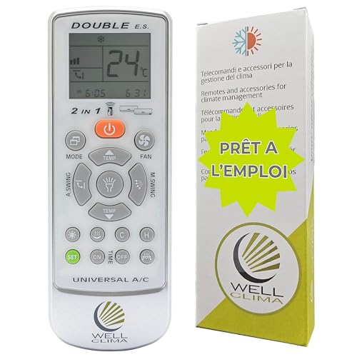Télécommande Wellclima Compatible avec les modèles Unico, Issimo et Climapiù pour Olimpia Splendid, Seule Alternative à l’Original, Prête à l’Emploi, Configurée Uniquement pour Ces Modèles, Avec piles