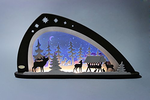 Voûte de bougie en Perspex et bois avec animaux de la forêt LED 66cm