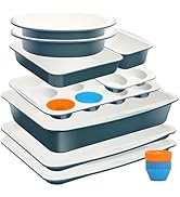 Ymiton Ceramic Nonstick Baking Pans Set, Non Toxic 33 PCS Stackable Bakeware Sets, 550°F Oven Saf...