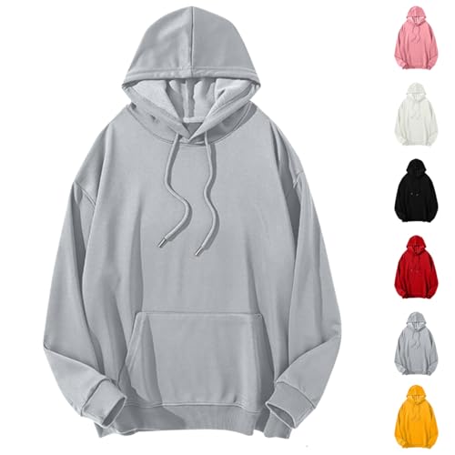 Mens Plus Size Hoodies Trendy Long Sleeve Solid Color Drawstring Pullover Sweatshirt Casual Fall Outdoor Baggy Hoodie