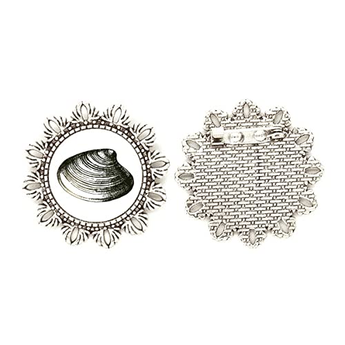 Broche de plata negra vieira medium prendedor de plata para ropa de mujer