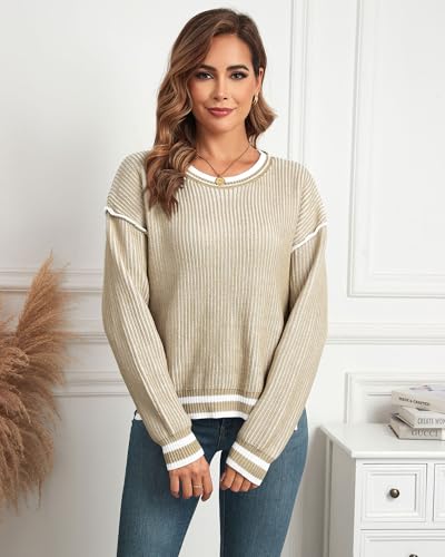 Image of ZAFUL Womens Oversized Sweaters 2025 Cable Knit Chunky Sweater Long Sleeve Crewneck Pullover Loose Outfits