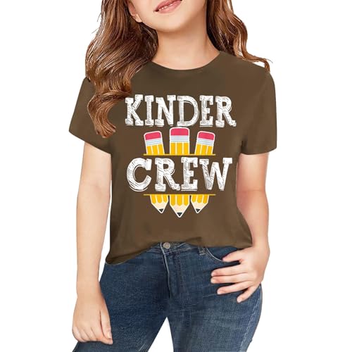 Back to School Shirts Kinder Garten Pattern T-Shirt Kids First Day of Preschool Boys Girls Casual Short Sleeve Tops
