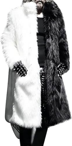 Faux Fur Coat for Mens Winter Fluffy Coat Outwear Long Parka Overcoat Thermal Cardigan Plush Overcoats Outwear