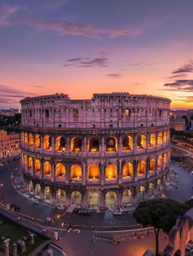 Pintar por Numeros Roma Pintar por Numeros Adultos Coliseo Painting by Numbers Manualidades Adultos con Lienzo de Color, Pinceles y Pintura Acrílica Kit de Pintura al Óleo 40x50cm (con Marco) -d164