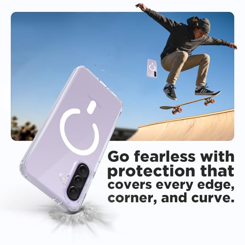 Image of RIGGEAR Shockproof Clear Hybrid Armor Magnetic Back Cover Case Compatible with MagSafe Accessories for Samsung Galaxy A37 5G (Transparent PC and TPU Bumper)