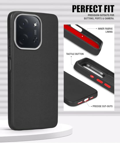 Image of WOW IMAGINE Back Cover for Mi Redmi 15C 5G | Poco C85 5G 2025 | Ultra Slim Flexible Non-Slip Grip | Inner Fabric | Metal Camera Ring & Lightweight Soft Silicone Mobile Case - Black