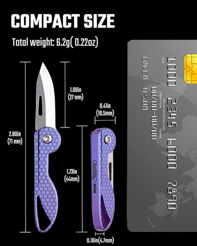Image of KeyUnity KK05 Titanium Mini Pocket Knife, 1.06-Inch Blade, Hex Purple | Lightweight EDC Knife for opening packages and snack wrappers, removing clothing tags, and handling everyday tasks