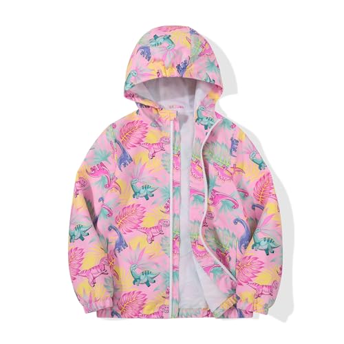 SNOW DREAMS Girls Waterproof Rain Jacket Windbreaker Lightweight Coat Kids Raincoat Outerwear
