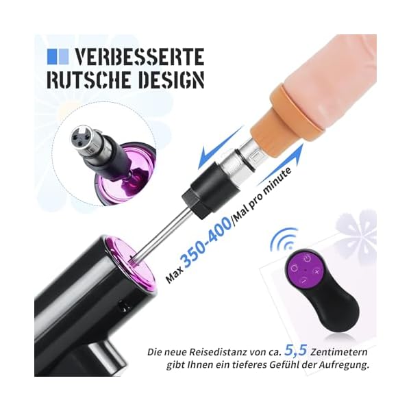 Sexmaschine,Automatische Fickmaschine mit Fernbedienung,Sexspielzeug für Frauen und Mann,3XLR-Schnittstelle Liebesmaschine mit Dildo und Saugnapf Adapter,Geschwindigkeit und Winkel Dildomaschine – Bild 4