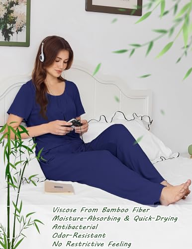 Ekouaer Bamboo-Viscose Short-Sleeve Pajama Set — view 5