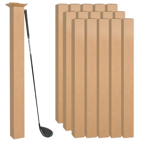Ougebox 15 Pcs 4X4X48 Golf Club Shipping Boxes, Tall Corrugated Cardboard Boxes, Long Golf Club Storage Box For Shipping, Packaging, Moving, Mailing, Home Or Business