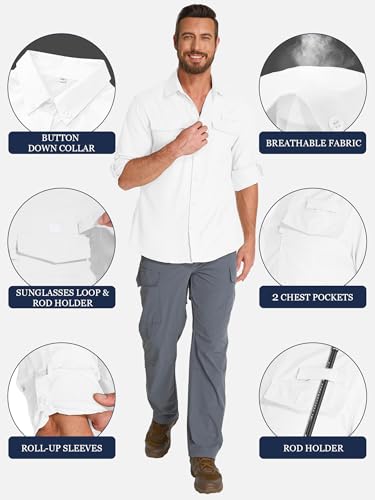 Mens Long Sleeve Sun Protection Shirts UPF 50+ UV Quick Dry Cooling Fishing Shirts for Safari Hiking Travel Camping3
