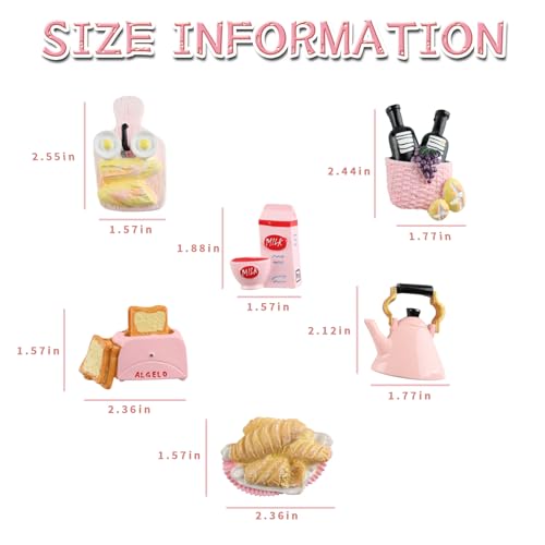 Set de 6 imanes decorativos para refrigerador de resina rosa miniatura 7