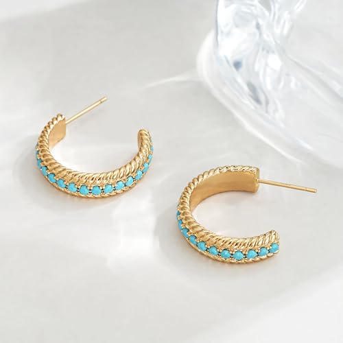 FETTERO Gold Hoop Earrings for Women - 14K Gold Plated Bold Statement Hoops 925 Sterling Silver Post Lightweight Chunky Gold Earrings