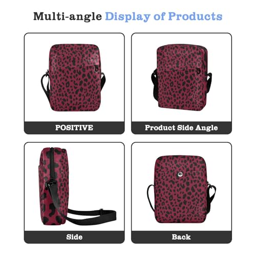 messenger bag for women Small Crossbody Bag For Women Shoulder Handbags For Women Adjustable Strap for outdoor sports outdoor sports- Burgundy Leopard Print4