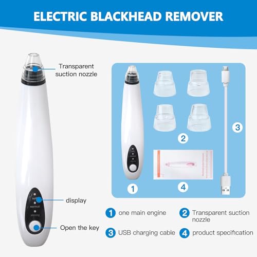 Zafina-UP Blackhead Remover Cleaner with 3 Adjustable Strength Levels Diamond Pore Vacuum Suction for Face Removes White Heads and Blackheads Safe for All Skin Types