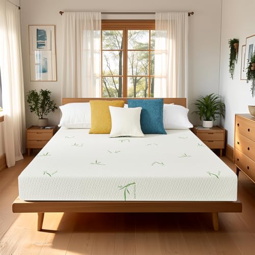 Memory Foam Mattress, Medium-Firm Bed Mattress with Bamboo Cover, Breathable