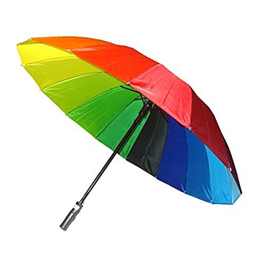 Image of Colorful Rainbow Umbrella for Men, Women & Kids - Large Canopy, Windproof & Waterproof - Stylish 8 Panel Automatic Open Umbrella - UV Protection, Lightweight (Multicolor)