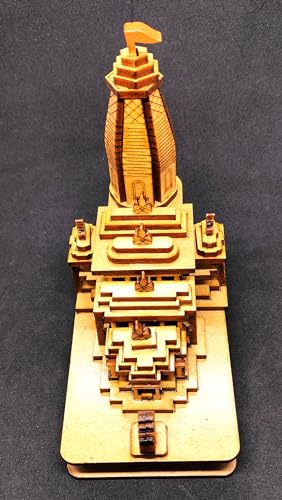 Image of Wooden Ram Mandir Ayodhya 3D Model Idol for Gifting, Home Temple, Car Dashboard
