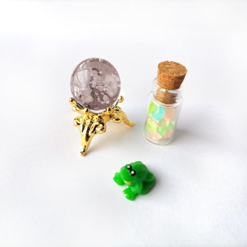 Figurine de grenouille et boules de cristal miniatures phosphorescentes