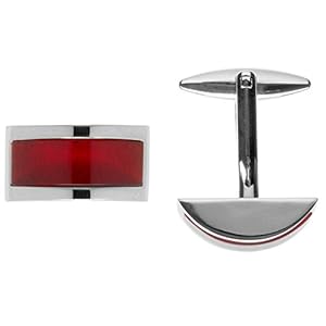 LINDENMANN manchetknoppen, zilverkleurig, rood agaat, gepolijst, geschenketui, 411