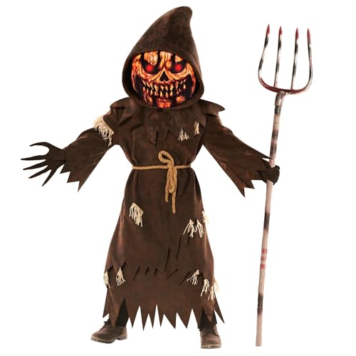 Morph Pumpkin Costume Kids, Brown Pumpkin Grim Reaper Costume Kid, Scary Halloween Costumes For Kids, Scary Halloween Costumes for boys, Small