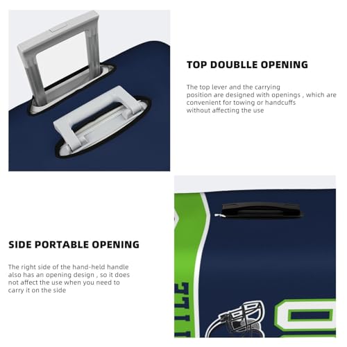 Image of Custom Seattle Luggage Cover Personalized Football Style Suitcase Cover with Name Number Customized Washable Elastic Sports Travel Suitcase Protector for Business Vacation Gifts