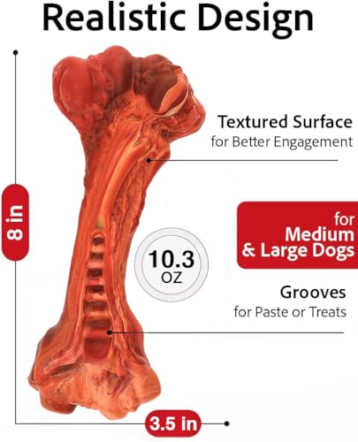 Dog Chew Toy - Natural Rubber Dog Toy, Beef Flavor – Dog Toys for Medium & Large Dogs - Bone-Shaped Chew for Dental Health - Indoor and Outdoor Play - Image 5