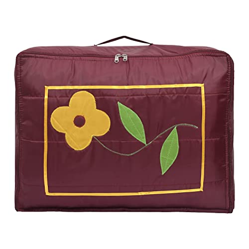 Image of Kuber Industries Saree Cover|Polyester Foldable Flower Print|Travel Wardrobe Organizer for Clothes Storage with Zipper|Extra Large|Pack of 2 (Brown)