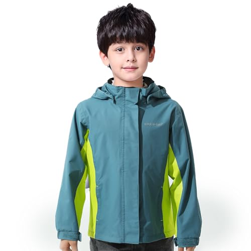 Image of YINGJIELIDE Boys Girls Waterproof Rain Jackets Kids Easy to Fold Windbreaker Lightweight Outdoor Hooded Raincoat