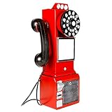 GAO XING SHOP Dekoartikel, Metall Hängen Telefon Modell,Kabelgebunden Taste Wandtelefon,Vintage Rot,Bar Restaurant Dachgeschoss Fenster Dekoration Unibest Dekofiguren