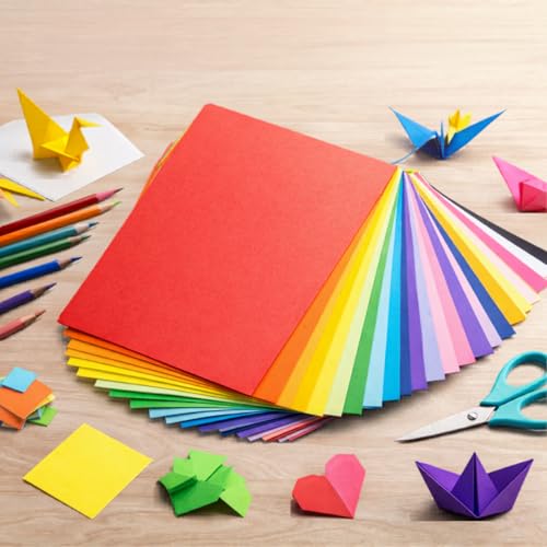 Hawksbill 500 Origami Paper A4 Coloured Paper 80gsm 17 Assorted Colours Double Sided for Arts & Crafts Scrapbooking DIY Projects School & Office Printing