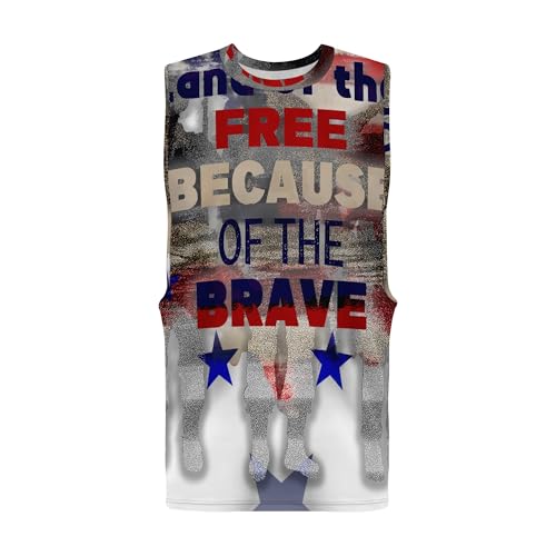 Image of Zhyaj Summer Tanks Top for Men Flag Graphic Print Sleeveless Shirts Casual Working Out Vest T-Shirts Loose-Fit Men's Tank