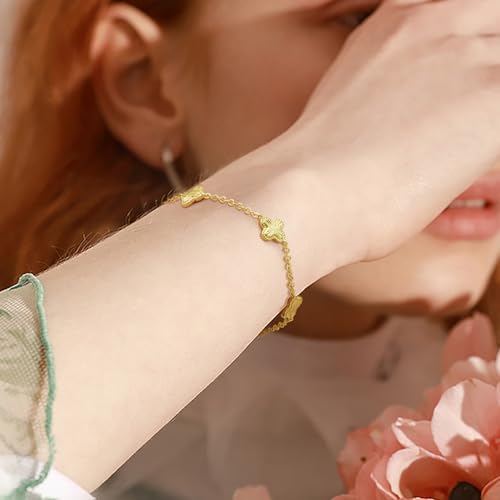 Gold Bracelets for Women 14K Gold Bracelets for Women Clover Bracelet for Womens with Adjustable Chain Lucky Dainty Four Leaf Clover Bracelet for Womens2