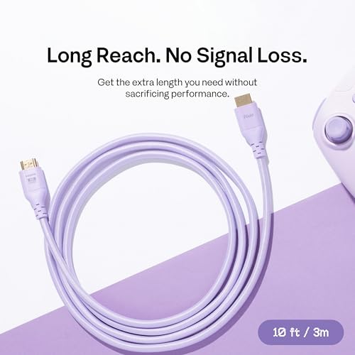 Image of Pixio Purple 8K HDMI 2.1 Cable Ultra Certified Ultra High Speed 10FT 8K 60Hz 4K 120Hz Nylon Braided, Gold Plated Connector, Anti-Breakage, HDR10+, dtsx, eARC, HDCP, Dolby Compatible