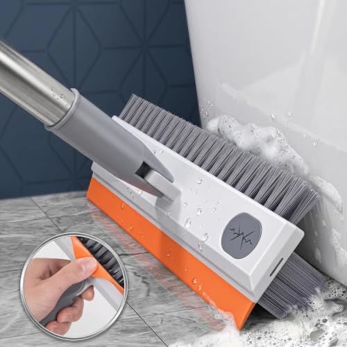 Image of 3-in-1 Bathroom Cleaning Brush with Wiper - 180 Rotating V-Shaped Brush