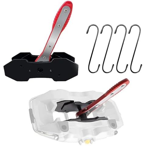 GearCan Brake Caliper Compression Tool with 2 PCS Plates, 360° Ratchet Piston Compressor, with 4 PCS Caliper Hangers, Press Tool for Single Twin Quad Sextuplet Piston Disc Brake Caliper,Red Cover