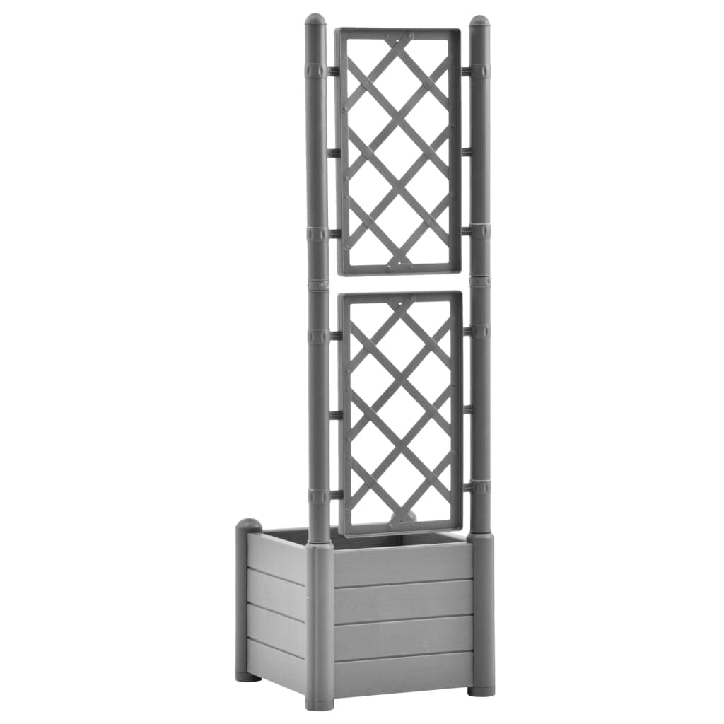 Gartenregal Kräuterbeet Pflanztisch Balkonschrank Pflanzkübel mit Spalier 43x43x142 cm PP Steingrün Robuste und dekorative Gartengestaltung für vielseitige Anwendungen