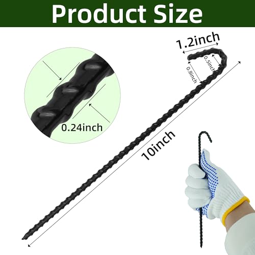 10 Pack de Estacas para Tienda de Acero Reforzado POSEOFFR, 10 Pulgadas, Negro miniatura 2