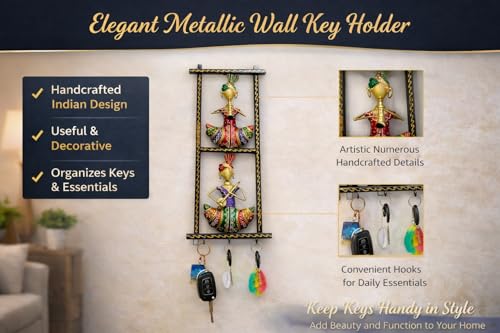 Image of Framing Hub - Handcrafted Iron Metal Multicolor Wall Art Sardar Musician Frame With Keyholder for Home Decor | Traditional Tribal Musical Wall Hanging for Living Room, Office & Hall
