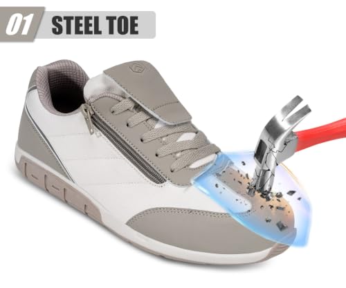 Image of LARNMERN Steel Toe Skate Shoes Men Safety Work Sneakers Wide Toe Box Barefoot Zero Drop Non Slip Shoe