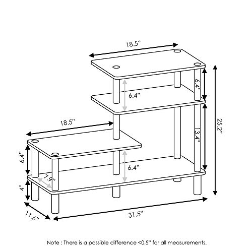 Furinno Turn-N-Tube 3-Tier Side Display Rack, French Oak Grey/Black - image 7