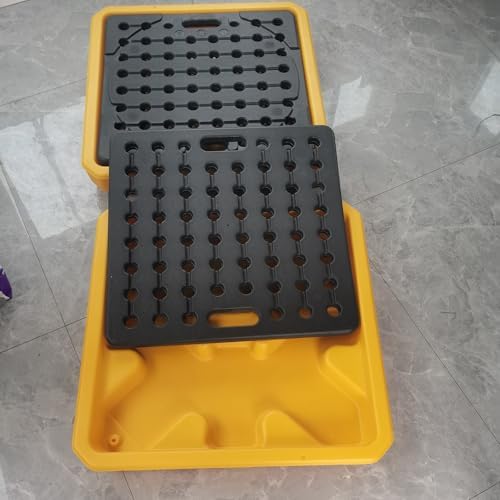 Oil Spill Containment Pallet - Low Profile Plastic Tray for 1 Drum, Modular Spill Platform for Labs & Supermarkets, Durable Drainage System for Safe Storage