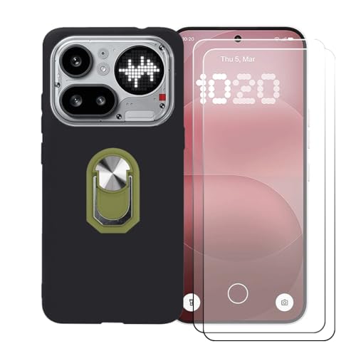 CongJiaLingXi �P�[�X �K�p �� Nothing Phone 4a Pro (6.83") �����O�T�|�[�g+ [2�p�b�N]�����K���X�X�N���[���v���e�N�^�[�A�_��ȃV���R�[���V�F���o���p�[TPU�ی�J�o�[�������,�O���[��