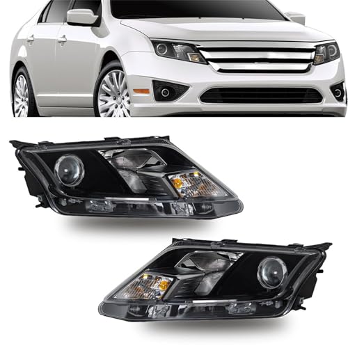 labwork Headlight Assembly Replacement for Fusion 2010-2012 Halogen Clear Len Black Interior Driver and Passenger Side Headlights FO2502273 FO2503273