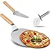Weeygo, 3 Attrezzi per Pizza e da Forno, taglierino, Pala e palino in Acciaio Inossidabile, con Manico in Legno, per cuocere Pizza e Torte su Forno e Grill, Colore: Argento