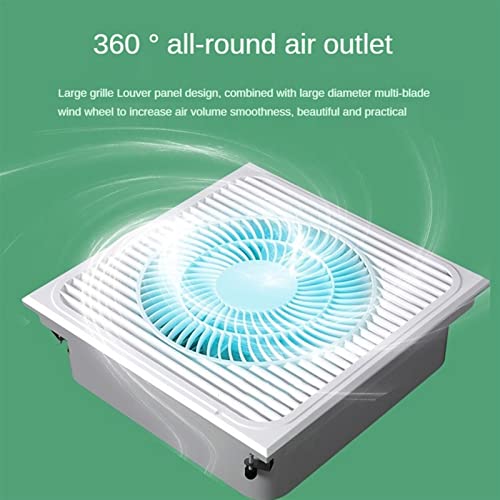 Ventilador de ventilación 30×30cm Ventilador de extracción silencioso cuadrado integrado para techo con panel de rejilla grande y motor DC, ventilador potente para extractor de baño de alta velocidad para el hogar miniatura 6