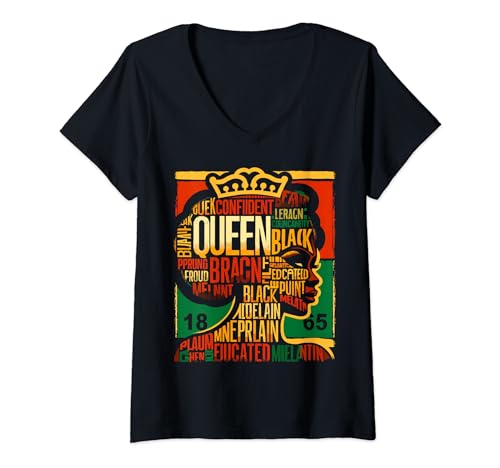 Mujer Juneteenth 1865 Women Black History Black Queen Educated Camiseta Cuello V