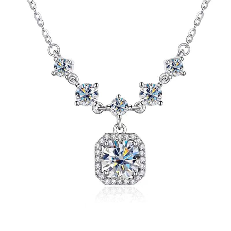 Collier moissanite cube de sucre argent, le cadeau idéal pour femme